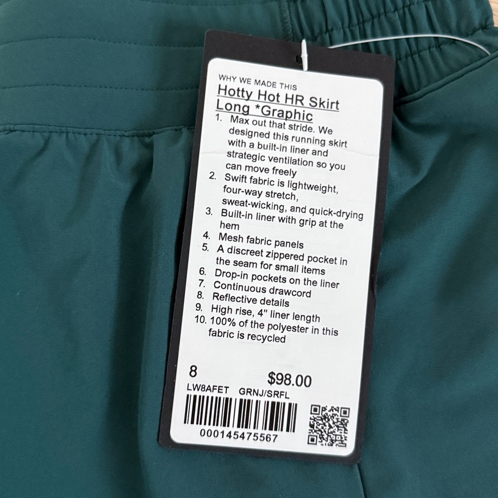 NWT Lululemon Limited Edition Teal Skirt size 8 - Picture 2 of 7